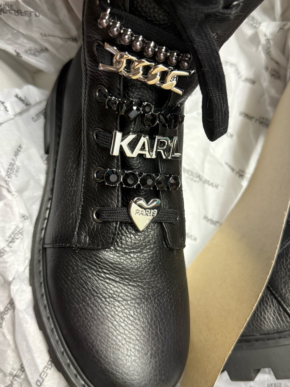 Karl Lagerfield Mela Combat Boot -
Black - Size7 - Picture 3 of 6
